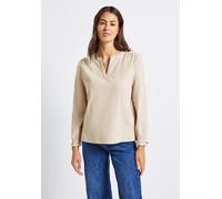 Langarmbluse STREET ONE, Damen, Gr. 44, beige (malted beige), Web, 100% Baumwolle, unifarben, normal normal, Rundhals, elastischer Bund, Blusen, aus reiner Baumwolle (36550664-44) malted beige