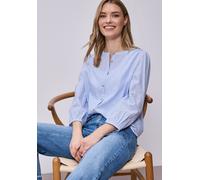 Langarmbluse STREET ONE, Damen, Gr. 44, original blau, Web, 100% Baumwolle, unifarben, normal normal, Rundhals, elastischer Bund, Blusen, aus reiner Baumwolle (63936869-44) original blau