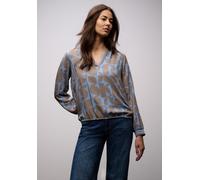 Langarmbluse STREET ONE, Damen, Gr. 44, bonnet blau, Stoff, 100% Viskose, gemustert, normal normal, Rundhals, elastischer Bund, Blusen, aus softer Viskose (53747829-44) bonnet blau