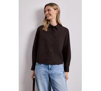 Langarmbluse STREET ONE, Damen, Gr. 44, espresso braun, Web, 100% Baumwolle, unifarben, regular fit normal, V-Ausschnitt, Umschlagbund, Blusen, aus reiner Baumwolle (46426018-44) espresso braun