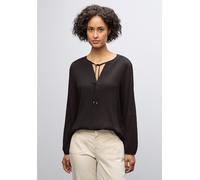 Langarmbluse STREET ONE, Damen, Gr. 44, deep roast braun, Stoff, 60% Viskose, 39% Polyester, 1% Elasthan, unifarben, normal normal, Rundhals, elastischer Bund, Blusen, in Unifarbe (57339654-44) deep r