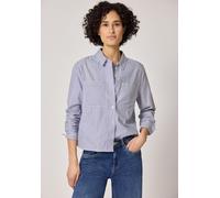 Langarmbluse STREET ONE, Damen, Gr. 44, original blau, Web, 100% Baumwolle, gestreift, klassisch normal, V-Ausschnitt, Bündchen, Blusen, aus reiner Baumwolle (49870643-44) original blau