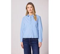 Langarmbluse STREET ONE, Damen, Gr. 44, original blau, Web, 79% Baumwolle, 19% Polyamid, 2% Elasthan, gestreift, normal normal, V-Ausschnitt, Bündchen, Blusen, mit Brusttasche (12596458-44) original b