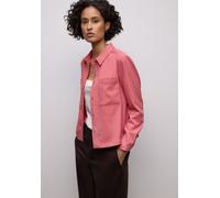 Langarmbluse STREET ONE, Damen, Gr. 44, striking coral meliert, Stoff, 63% Polyester, 34% Viskose, 3% Elasthan, unifarben, normal normal, V-Ausschnitt, Bündchen, Blusen, mit Brusttaschen (41396744-44)