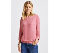 Langarmbluse STREET ONE, Damen, Gr. 46, almond coral meliert, Stoff, 100% Viskose, unifarben, normal normal, Rundhals, Bündchen, Blusen, mit Elastiksaum (12433947-46) almond coral meliert