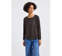 Langarmbluse STREET ONE, Damen, Gr. 46, braun (deep roast braun), Stoff, 100% Viskose, unifarben, normal normal, Rundhals, Bündchen, Blusen, aus softer Viskose (51508312-46) deep roast braun