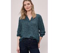 Langarmbluse STREET ONE, Damen, Gr. 46, cool vintage grün, Stoff, 100% Viskose, gemustert, normal normal, Rundhals, Bündchen, Blusen, aus softer Viskose (40999842-46) cool vintage grün