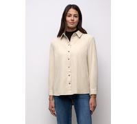 Langarmbluse STREET ONE, Damen, Gr. 46, cotton beige, Web, 100% Baumwolle, unifarben, normal normal, V-Ausschnitt, Bündchen, Blusen (47794208-46) cotton beige