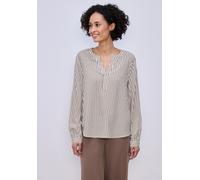 Langarmbluse STREET ONE, Damen, Gr. 46, light terra mocha, Stoff, 100% Viskose, gestreift, klassisch normal, Rundhals, Manschette, Blusen, im Streifen-Design (85546114-46) light terra mocha