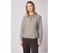 Langarmbluse STREET ONE, Damen, Gr. 46, light terra mocha, Web, 79% Baumwolle, 19% Polyamid, 2% Elasthan, gestreift, normal normal, V-Ausschnitt, Bündchen, Blusen, mit Brusttasche (10435808-46) light