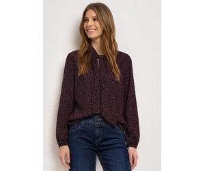 Langarmbluse STREET ONE, Damen, Gr. 46, lila (rustic rouge), Stoff, 100% Viskose, klassisch normal, Rundhals, elastischer Bund, Blusen, mit Schleifendetail (49517161-46) rustic rouge