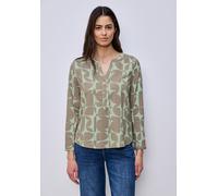 Langarmbluse STREET ONE, Damen, Gr. 46, pale mint grün, Stoff, 100% Viskose, gemustert, klassisch normal, Rundhals, Manschette, Blusen, mit geschlitztem Rundhalsausschnitt (62684830-46) pale mint grün