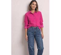 Langarmbluse STREET ONE, Damen, Gr. 46, pink (magenta dream), Web, 100% Baumwolle, unifarben, normal normal, V-Ausschnitt, abgesteppt, Blusen, in Cord-Optik (81125019-46) magenta dream