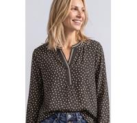 Langarmbluse STREET ONE, Damen, Gr. 46, schwarz coffee, Stoff, 100% Viskose, gepunktet, regular fit normal, Rundhals, Bündchen, Blusen, aus softer Viskose (66280140-46) schwarz coffee