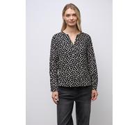 Langarmbluse STREET ONE, Damen, Gr. 46, schwarz, Stoff, 100% Viskose, gemustert, klassisch normal, V-Ausschnitt, Bündchen, Blusen, in Blusen-Optik (11132253-46) schwarz