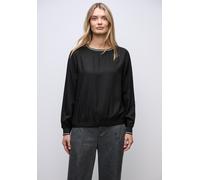 Langarmbluse STREET ONE, Damen, Gr. 46, schwarz, Stoff, 100% Viskose, unifarben, normal normal, U-Boot-Ausschnitt, Rippbündchen, Blusen, mit Elastiksaum (55054656-46) schwarz