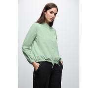 Langarmbluse STREET ONE, Damen, Gr. 46, serene grün, Web, 100% Baumwolle, unifarben, normal normal, Rundhals, Bündchen, Blusen, aus reiner Baumwolle (44135428-46) serene grün