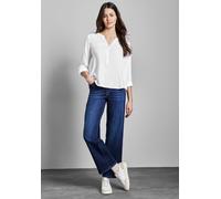 Langarmbluse STREET ONE, Damen, Gr. 46, weiß, Stoff, 100% Viskose, unifarben, normal normal, Rundhals, Bündchen, Blusen, aus softer Viskose (38322851-46) weiß