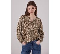 Langarmbluse STREET ONE STUDIO, Damen, Gr. 34, braun (creamy braun), Stoff, 100% Viskose, bedruckt, gerade normal, Rundhals, Bündchen, Blusen, mit dekorativer Knopfleiste (90593541-34) creamy braun