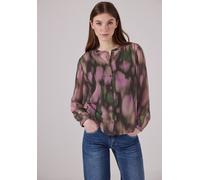 Langarmbluse STREET ONE STUDIO, Damen, Gr. 34, rosa (intense rose), Stoff, 100% Polyester, bedruckt, gerade normal, Rundhals, Bündchen, Blusen, mit Knopfleiste (52789801-34) intense rose