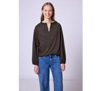 Langarmbluse STREET ONE STUDIO, Damen, Gr. 38, schwarz auburn braun, Stoff, 92% Polyester, 8% Elasthan, unifarben, klassisch normal, Rundhals, elastischer Bund, Blusen, in Unifarbe (64768562-38) schwa