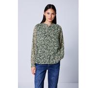 Langarmbluse STREET ONE STUDIO, Damen, Gr. 40, schwarz reed grün, Stoff, Obermaterial: 100% Polyester; Futter: 100% Modal, unifarben, normal normal, hoch geschlossener Ausschnitt, Bündchen, Blusen, mi