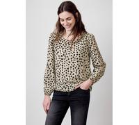 Langarmbluse STREET ONE STUDIO, Damen, Gr. 40, stone sand, Stoff, 100% Viskose, gemustert, normal normal, Rundhals, elastischer Bund, Blusen, aus softer Viskose (44243137-40) stone sand