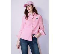 Langarmbluse STREET ONE STUDIO, Damen, Gr. 40, tulip pink, Web, 100% Baumwolle, unifarben, normal normal, V-Ausschnitt, Bündchen, Blusen, aus reiner Baumwolle (52250402-40) tulip pink