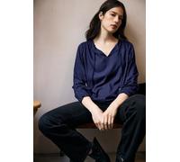 Langarmbluse STREET ONE STUDIO, Damen, Gr. 40, zenith blau, Stoff, 100% Viskose, unifarben, normal normal, Rundhals, elastischer Bund, Blusen (31521909-40) zenith blau