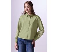 Langarmbluse STREET ONE STUDIO, Damen, Gr. 42, mild grün, Web, 100% Baumwolle, unifarben, casual, gerade normal, V-Ausschnitt, Langarm Bündchen, Blusen, aus reiner Baumwolle (76547469-42) mild grün