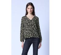 Street One Langarmbluse STREET ONE STUDIO V-Ausschnitt 100% Viskose gemustert Schwarz Damen Gr. 42