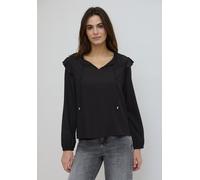 Langarmbluse STREET ONE STUDIO, Damen, Gr. 42, schwarz, Stoff, 100% Viskose, unifarben, klassisch normal, Rundhals, Bündchen, Blusen, aus softer Viskose (39477447-42) schwarz