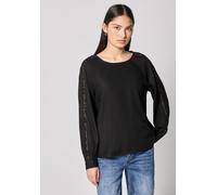 Langarmbluse STREET ONE STUDIO, Damen, Gr. 42, schwarz, Stoff, 100% Viskose, unifarben, normal normal, Rundhals, Bündchen, Blusen, aus softer Viskose (74925724-42) schwarz