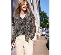 Langarmbluse STREET ONE STUDIO, Damen, Gr. 44, schwarz, Stoff, Obermaterial: 100% Polyester. Futter: 100% Modal, normal normal, Rundhals, elastischer Bund, Blusen, mit Chiffon-Lagen-Look (32917434-44)