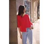 Street One Studio Frauen 3/4-Arm Bluse mit Rundhals und Knöpfen in Rot, Gr: 46
