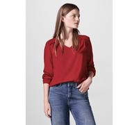 Langarmbluse STREET ONE STUDIO, Damen, Gr. 46, rot (urban rot), Stoff, 100% Viskose, unifarben, normal normal, V-Ausschnitt, Bündchen, Blusen, aus softer Viskose (38533920-46) urban rot