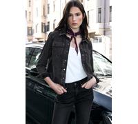 Langarmbluse STREET ONE STUDIO, Damen, Gr. 46, schwarz random washed, Web, 100% Baumwolle, unifarben, normal normal, V-Ausschnitt, breiter Bund, Blusen (31142308-46) schwarz random washed