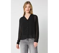 Langarmbluse STREET ONE STUDIO, Damen, Gr. 46, schwarz, Stoff, 100% Polyester, unifarben, klassisch normal, V-Ausschnitt, normaler Saum, Blusen (96668222-46) schwarz