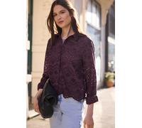 Langarmbluse STREET ONE STUDIO, Damen, Gr. 46, very berry, Web, 100% Baumwolle, unifarben, normal normal, V-Ausschnitt, Bündchen, Blusen, aus reiner Baumwolle (90337921-46) very berry