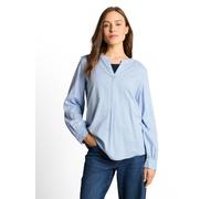 Langarmbluse TOM TAILOR, Damen, Gr. 42, kentucky blau, Web, Obermaterial: 55% Lyocell, 45% Viskose, unifarben, regular fit hüftbedeckend, Rundhals, 1-Knopf-Manschette, Blusen, mit Viskose (50763910-42
