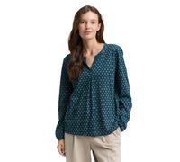 Langarmbluse TOM TAILOR, Damen, Gr. S, teal geometric, Web, Obermaterial: 50% Baumwolle, 50% Modal, bedruckt, lässig geschnitten hüftbedeckend, Rundhals, Blusen, mit grafischem Muster (13996500-S) tea