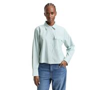 Langarmbluse TOM TAILOR DENIM, Damen, Gr. L, soft grün weiß stripe, Web, Obermaterial: 100% Baumwolle, gestreift, lässig geschnitten hüftlang, Rundhals, 1-Knopf-Manschette, Blusen, gestreift, kurze Fo