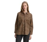 Langarmbluse TOM TAILOR DENIM, Damen, Gr. XXL (44), braun schwarz leo, Web, Obermaterial: 98% Baumwolle, 2% Elasthan, bedruckt, lässig geschnitten hüftbedeckend, Rundhals, Blusen Langarmbluse, mit Ani