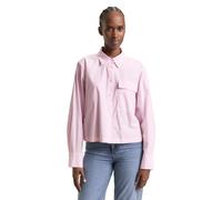Langarmbluse TOM TAILOR DENIM, Damen, Gr. XXL, soft mauve weiß stripe, Web, Obermaterial: 100% Baumwolle, gestreift, lässig geschnitten hüftlang, Rundhals, 1-Knopf-Manschette, Blusen, gestreift, kurze