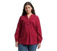 Langarmbluse TOM TAILOR PLUS, Damen, Gr. 52, rumba rot, Web, Obermaterial: 100% Baumwolle, unifarben, lässig geschnitten hüftbedeckend, Rundhals, Blusen (44469833-52) rumba rot