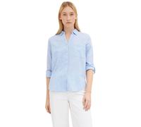 Langarmbluse TOM TAILOR "Regular", Damen, Gr. 34, blau (dreamy blau), Web, Obermaterial: 100% Baumwolle, unifarben, regular fit hüftbedeckend, V-Ausschnitt, Krempelärmel,mit Knöpfen, Blusen, mit Brust