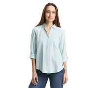 Langarmbluse TOM TAILOR "Regular", Damen, Gr. 36, blau (new blau haze), Web, Obermaterial: 100% Baumwolle, kariert, regular fit hüftbedeckend, V-Ausschnitt, Krempelärmel,mit Knöpfen, Blusen, mit Brust