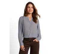 Langarmbluse TOM TAILOR "Regular", Damen, Gr. 38, weiß (small blau braun dot print), Web, Obermaterial: 100% Viskose, unifarben, regular fit hüftbedeckend, Rundhals, 1-Knopf-Manschette, Blusen, Sommer