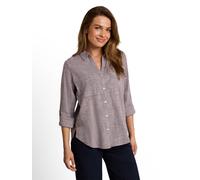 Langarmbluse TOM TAILOR "Regular", Damen, Gr. 44, braun (bordeaux mid rot), Web, Obermaterial: 100% Baumwolle, regular fit hüftbedeckend, V-Ausschnitt, Krempelärmel,mit Knöpfen, Blusen, mit Brusttasch