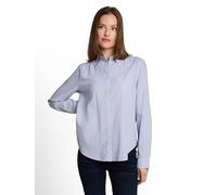 Langarmbluse TOM TAILOR "Regular", Damen, Gr. 44, fern blau dobby, Web, Obermaterial: 100% Baumwolle, bestickt, lässig geschnitten hüftbedeckend, Rundhals, 1-Knopf-Manschette mit Knöpfen, Blusen, mit